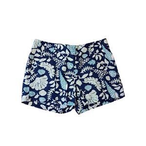 Vineyard Vines Blue Beach Shell Florl Linen Cotton Size 4 Shorts